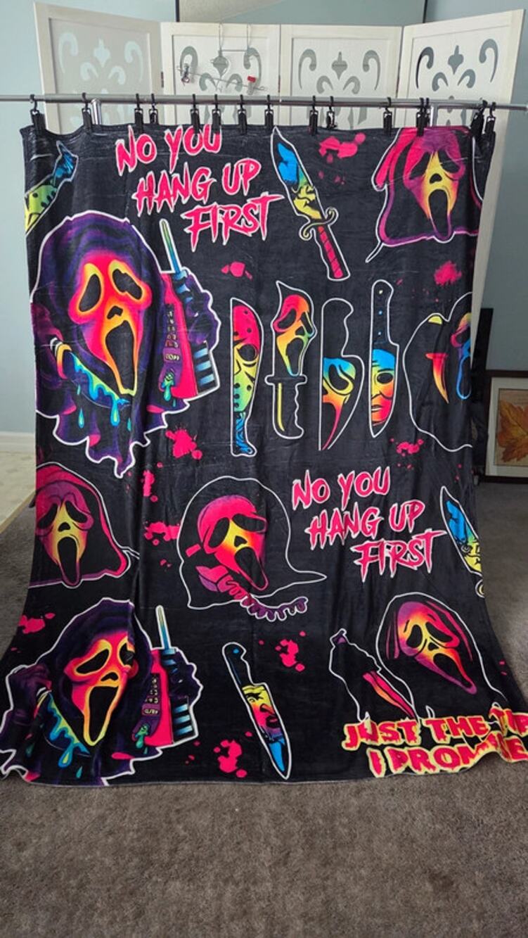 Ghostface Scream Blanket 60x80 No You Hang Up First Horror Halloween NWOT